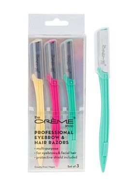 💜 The Creme Shop Korean Skincare, Professional Eyebrow & Hair Razors, Set of 3